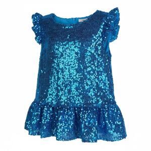 Butterfly Craze Blue Sequin Tunic Top Dress Up Girls 4-5 Mermaid Horse Show